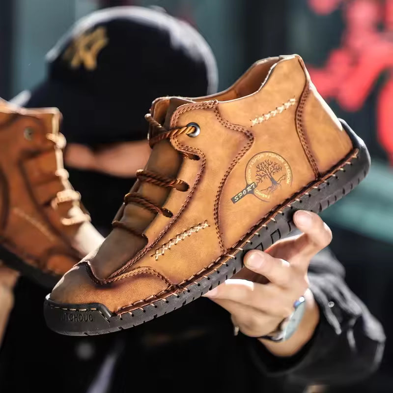 Bottes de Randonnée Vintage pour Homme en Cuir Véritable – Confort Orthopédique, Imperméables, Antidérapantes