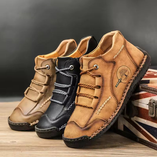 Bottes de Randonnée Vintage pour Homme en Cuir Véritable – Confort Orthopédique, Imperméables, Antidérapantes